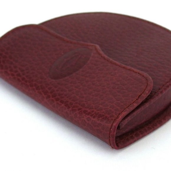 Cartier coin case mast line Bordeaux leather Auth used T18680 - Picture 4 of 8